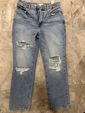 Good American Light Blue Distressed Boyfriend Jeans